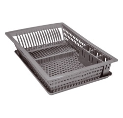 Egouttoir à vaisselle + plateau - 48x35,5 cm - gris