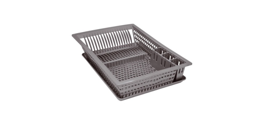 Egouttoir à vaisselle + plateau - 48x35,5 cm - gris