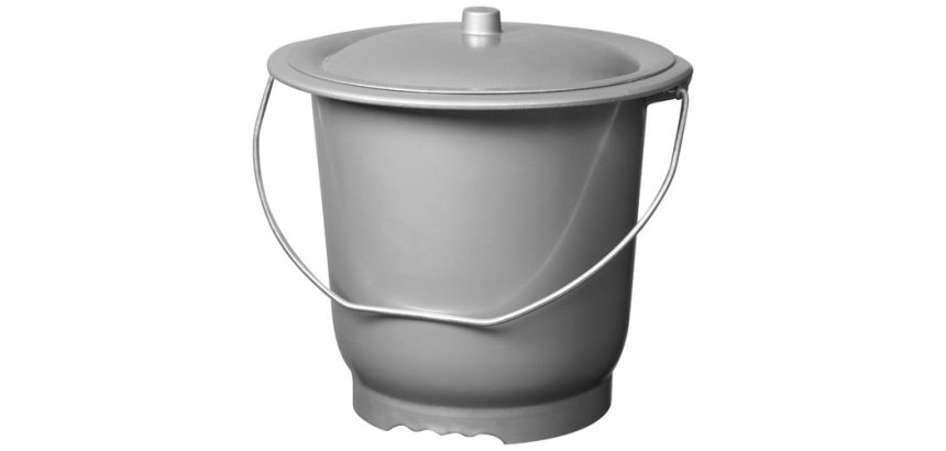 Seau hygiénique - grand modèle - avec couvercle - 10 L - silver