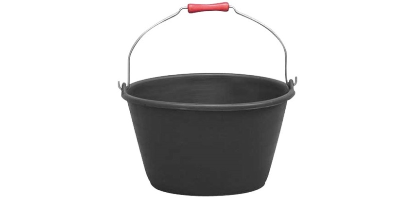 Seau à vendange / veau - 16 L - D : 38 cm - H : 22 cm - poignée bois - grad