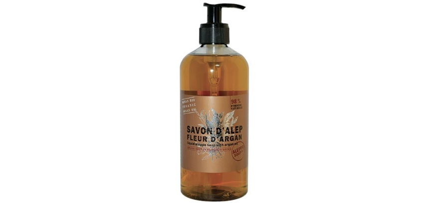 Savon d'Alep - liquide - senteur fleur d'Argan - flacon pompe - 500 mL