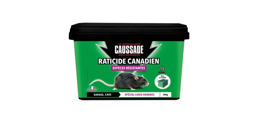 Appât blocs - raticide canadien - espèces résistantes -  300 g - seau de 1