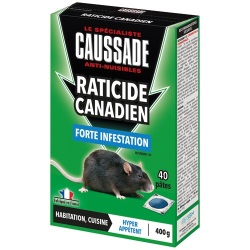 Appât pâte - raticide canadien - forte infestation - 400 g - boite de 40 pâ