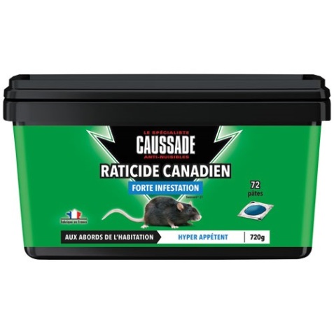 Appât pâte - raticide canadien - forte infestation - 720 g -seau de 72 pâte