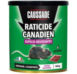 Appât céréales - raticide canadien - espèces résistantes - 150 g - boite m