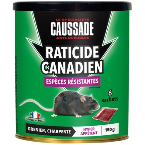 Appât céréales - raticide canadien - espèces résistantes - 150 g - boite m