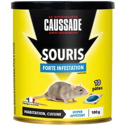 Appât pâte - Pat-appât - souris - forte infestation - 100 g - boite métal d