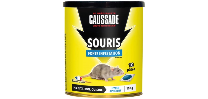 Appât pâte - Pat-appât - souris - forte infestation - 100 g - boite métal d
