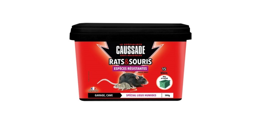 Appât bloc - rats et souris - espèces résistantes - 300 g - seau de 15 bloc