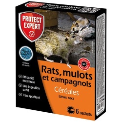Appât céréales - rats, mulots et campagnols - 150 g - 6 sachets de 25 g