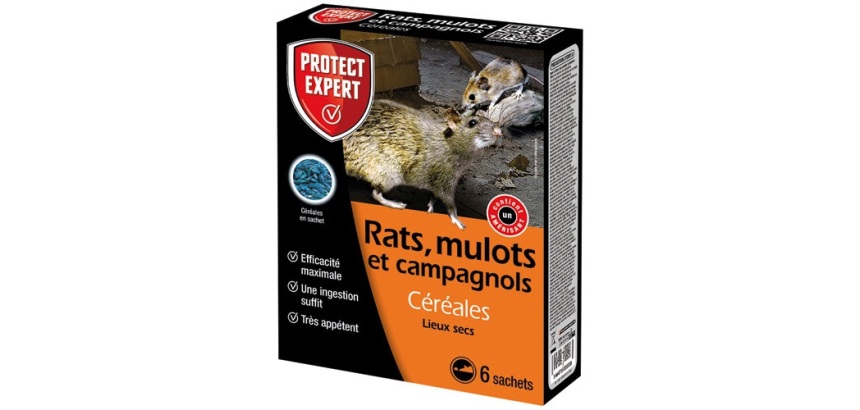 Appât céréales - rats, mulots et campagnols - 150 g - 6 sachets de 25 g