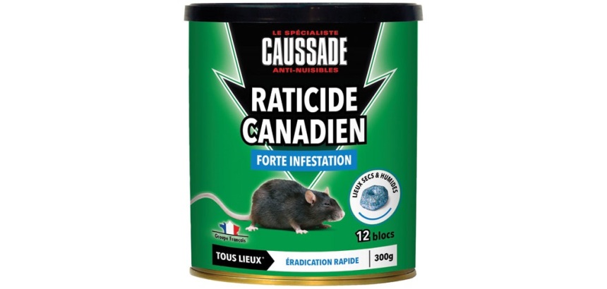 Appât bloc - flocoumafène - raticide canadien - 300 g - boite métal de 12 b