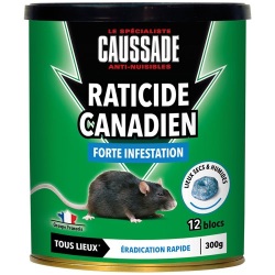 Appât bloc - flocoumafène - rats et souris - 300 g - boite métal de 12 bloc