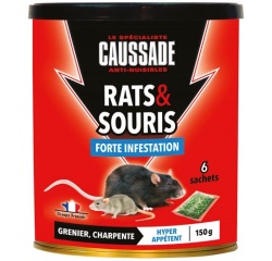 Appât céréales - rats et souris - forte infestation - 150 g - boite métal d