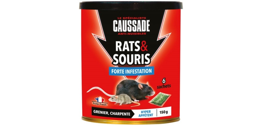 Appât céréales - rats et souris - forte infestation - 150 g - boite métal d