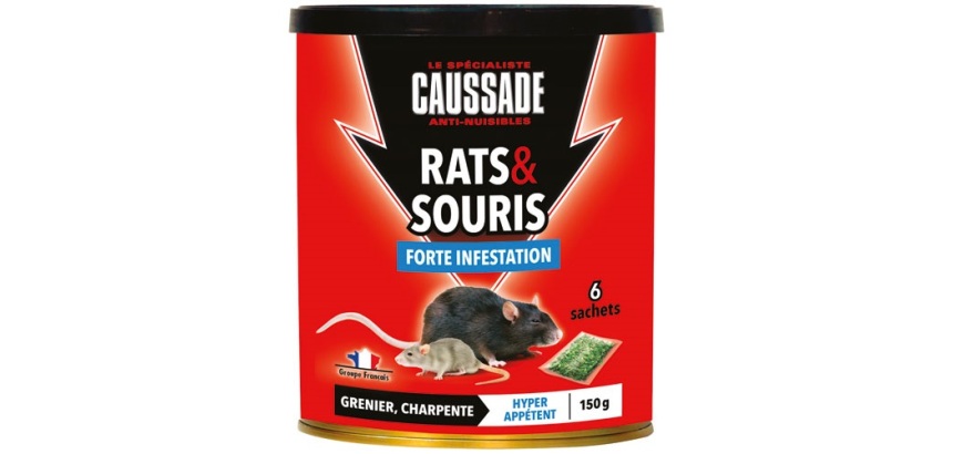 Appât céréales - rats et souris - forte infestation - 150 g - boite métal d