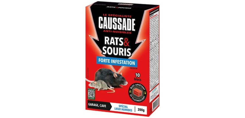 Appât bloc - fluorescent - rats et souris - forte infestation - 200 g - 10