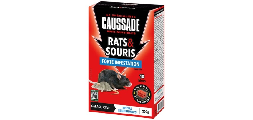 Appât bloc - fluorescent - rats et souris - forte infestation - 200 g - 10