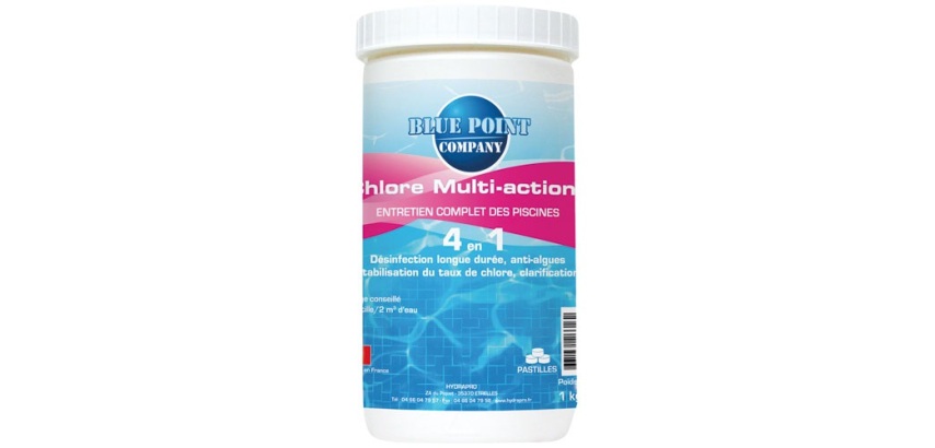 Chlore - multi-actions - 4en1 - galet 200 gr sans borique - pot de 1 Kg