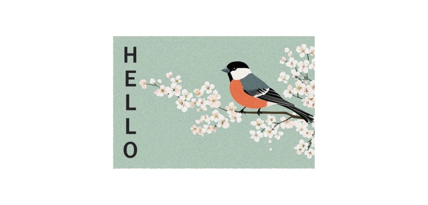 Tapis absorbant - Boston - 50 x 80 x 0.5 cm - motif oiseau