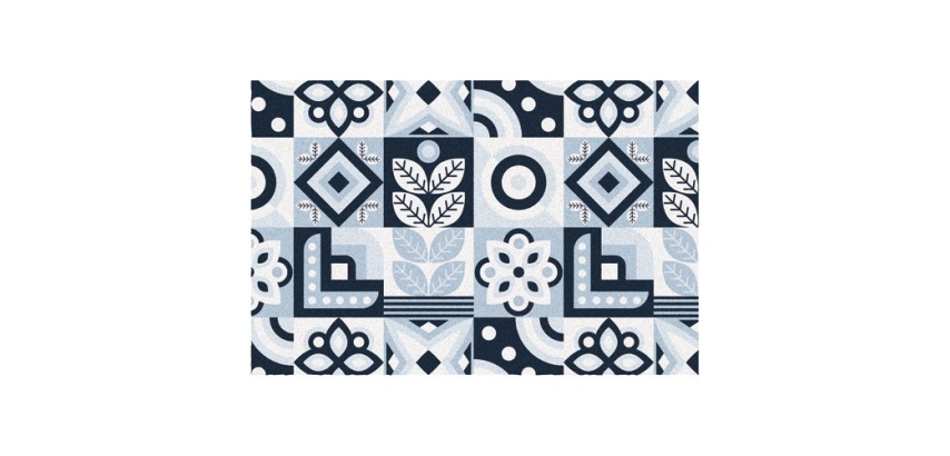 Tapis absorbant - Boston - 50 x 80 x 0.5 cm - motif carreaux de ciment noir