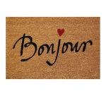 Tapis grattant - Coco naturel - 40 x 60 x 1.5 cm - motif Bonjour Cœur