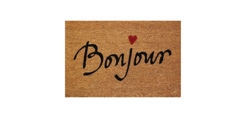 Tapis grattant - Coco naturel - 40 x 60 x 1.5 cm - motif Bonjour Cœur