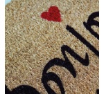 Tapis grattant - Coco naturel - 40 x 60 x 1.5 cm - motif Bonjour Cœur