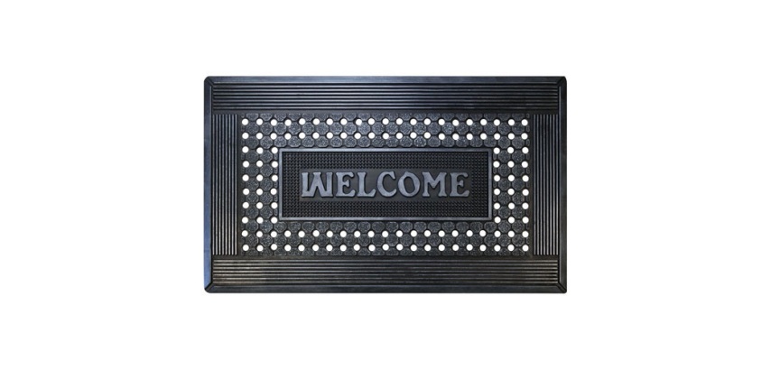 Tapis grattant - caoutchouc - Mercure - 45 x 75 x 0.8 cm - motif Welcome