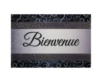 Tapis absorbant - Dallas - 40 x 60 x 0.5 cm - motif Bienvenue gris