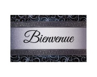 Tapis absorbant - Dallas - 50 x 80 x 0.5 cm - motif Bienvenue gris