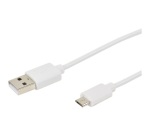 Cordon USB-A mâle - micro USB-B mâle - 1 m - blanc