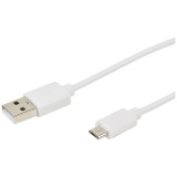 Cordon USB-A mâle - micro USB-B mâle - 1 m - blanc