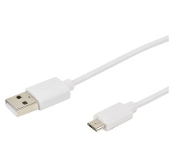Cordon USB-A mâle - micro USB-B mâle - 1 m - blanc