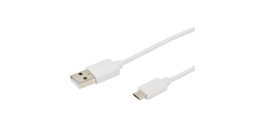 Cordon USB-A mâle - micro USB-B mâle - 1 m - blanc