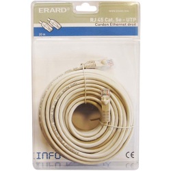 Cordon RJ 45 mâle à mâle - CAT.5E U/UTP - 20 m - gris