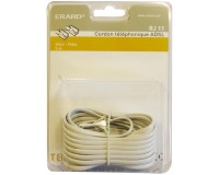 Cordon RJ11 mâle à mâle - 5 m - blanc