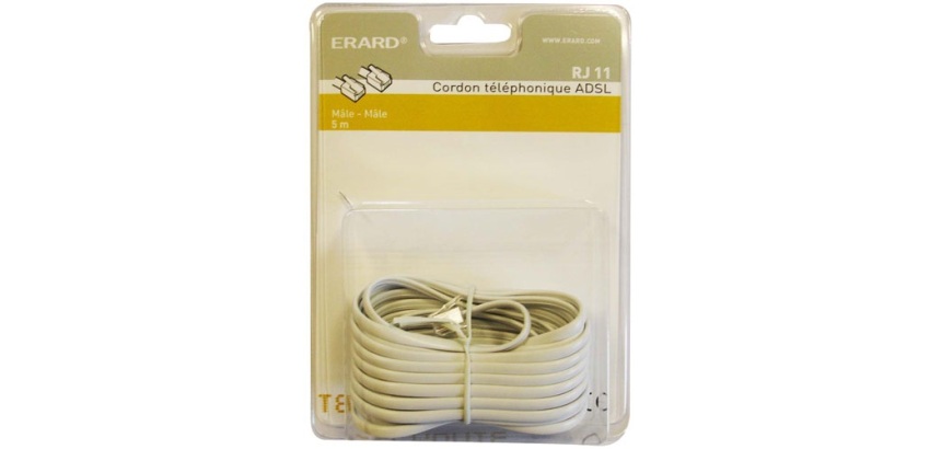 Cordon RJ11 mâle à mâle - 5 m - blanc