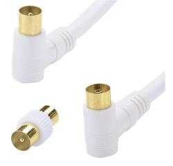 Cordon TV gold - M 9.52 mm - F 9.52 mm - coudé 90° - adaptateur - 2 m - bla