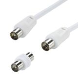 Cordon TV - M 9.52 mm - F 9.52 mm - adaptateur M/M - 10 m - blanc