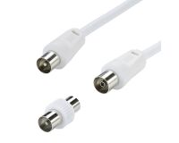 Cordon TV - M 9.52 mm - F 9.52 mm - adaptateur M/M - 10 m - blanc