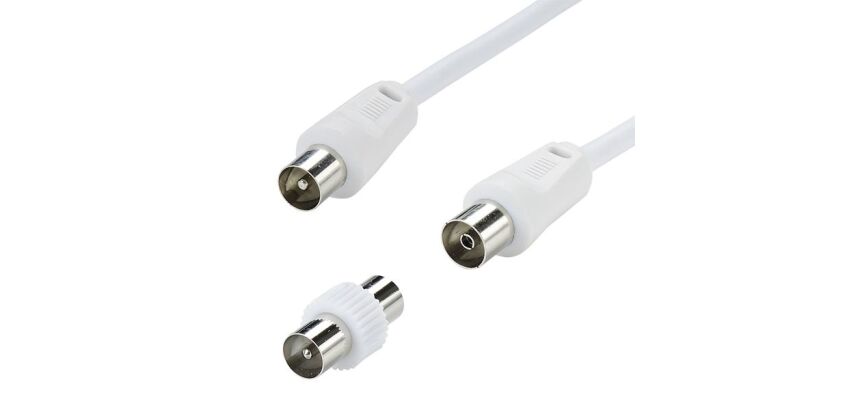 Cordon TV - M 9.52 mm - F 9.52 mm - adaptateur M/M - 10 m - blanc