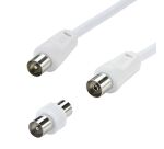 Cordon TV - M 9.52 mm - F 9.52 mm - adaptateur M/M - 5 m - blanc