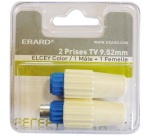 Kit de 2 prises - TV - 9.52mm - M/F - blanc