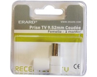 Prise TV - F 9.52 mm - coudé 90° - blanc