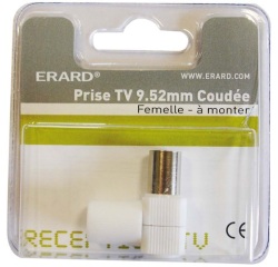 Prise TV - F 9.52 mm - coudé 90° - blanc