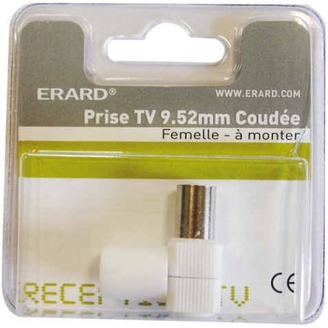 Prise TV - F 9.52 mm - coudé 90° - blanc