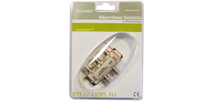 Répartiteur TV - SAT intérieur - 4 directions - gris
