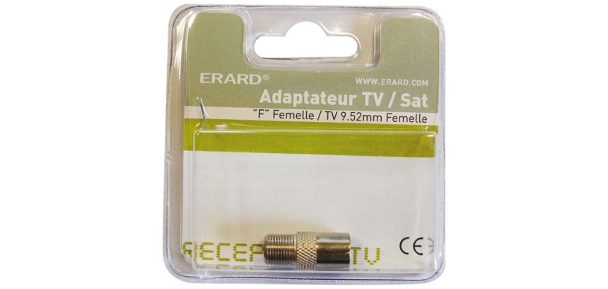 Adaptateur F/F - TV F 9.52 mm - gris