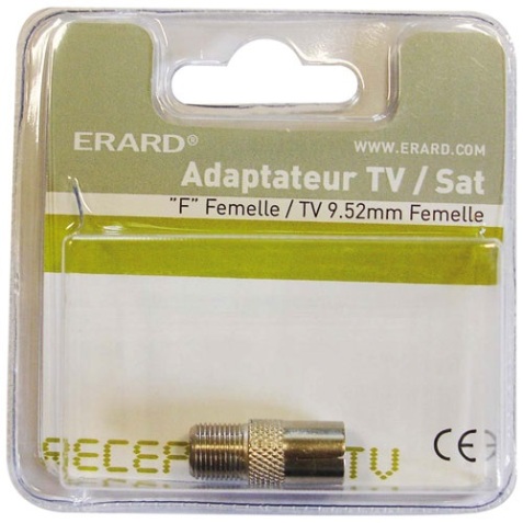 Adaptateur F/F - TV F 9.52 mm - gris